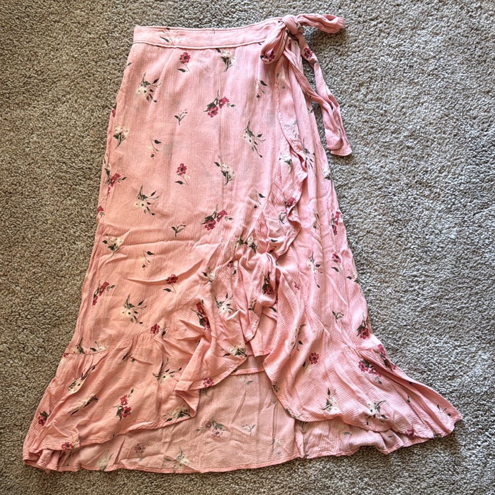 Hollister Pink Floral Maxi Skirt